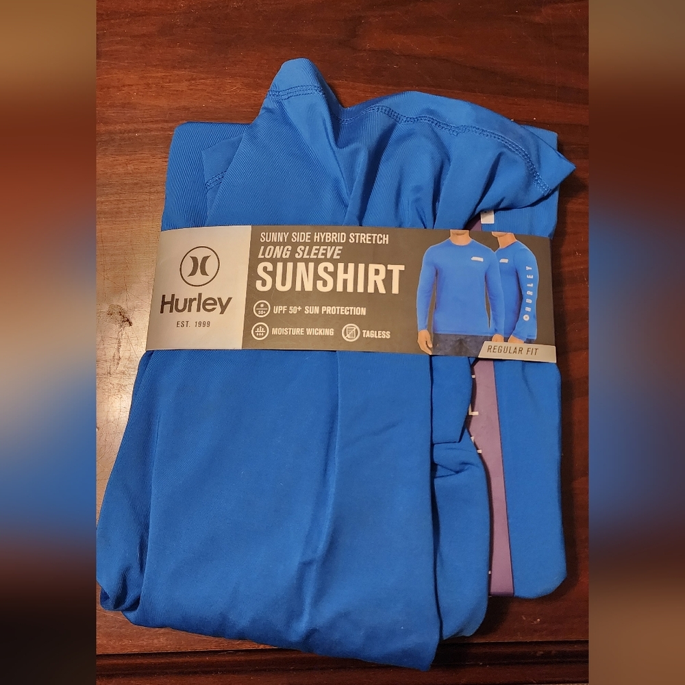NWT Hurley Sunny Side Long Sleeve Sunshirt in Blue - XXL